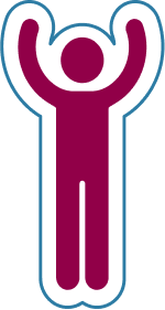 man with arms raised