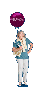 woman holding balloon with Velphoro logo